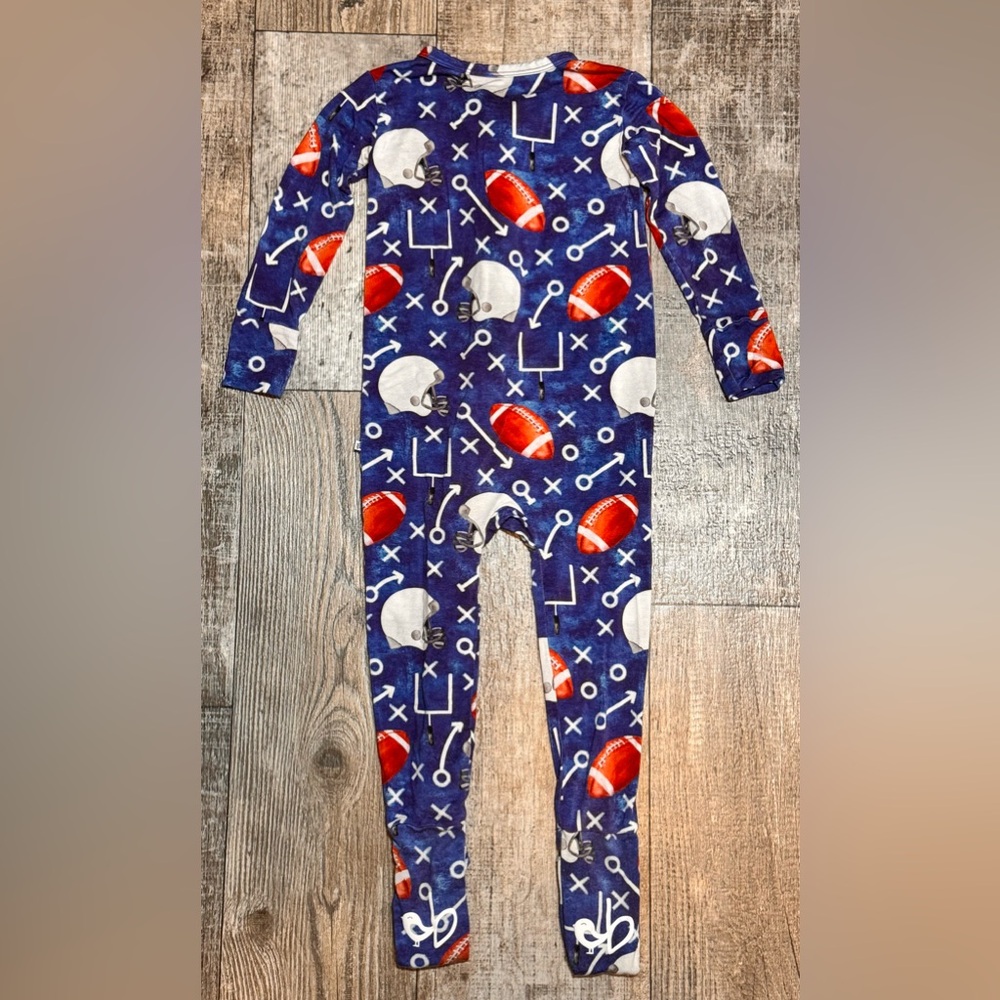 Bamboo Football Season Onesie Blue One Piece Zippy Luxury Romper SuperBowl Wear